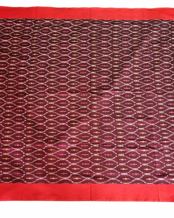 Traditional Pochampally cotton saree with hand-dyed Ikat patterns"