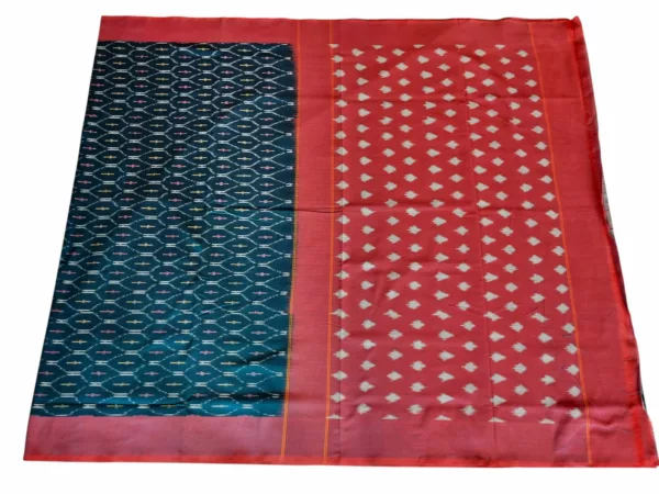 Pochampally saree draped gracefully, highlighting artisanal weaving techniques"