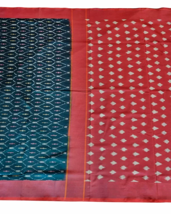 Pochampally saree draped gracefully, highlighting artisanal weaving techniques"