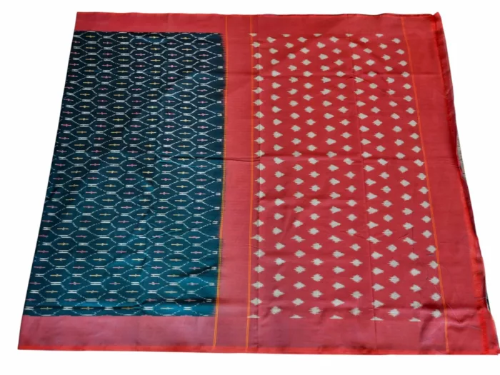 Pochampally saree draped gracefully, highlighting artisanal weaving techniques"