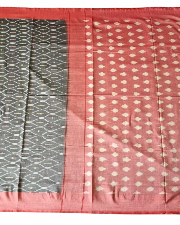 Pure cotton Pochampally saree featuring intricate geometric Ikat patterns