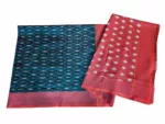 Pochampally saree draped gracefully, highlighting artisanal weaving techniques"