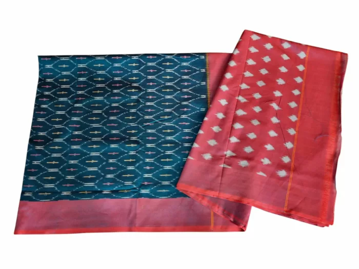 Pochampally saree draped gracefully, highlighting artisanal weaving techniques"