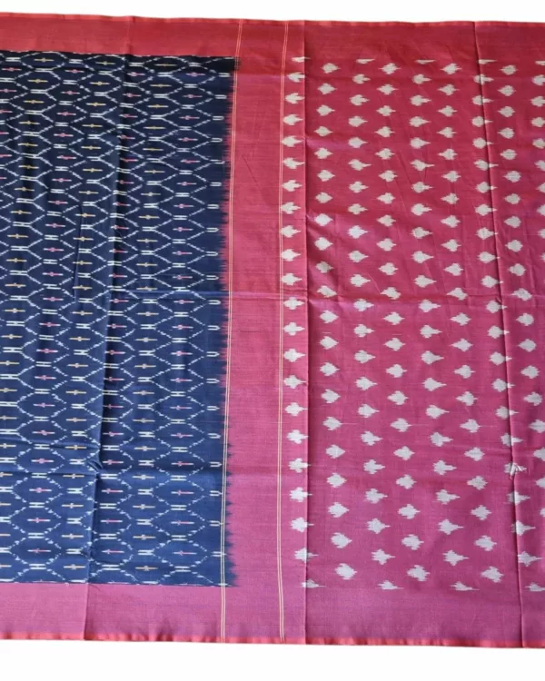 Pure cotton Pochampally saree featuring intricate geometric Ikat patterns