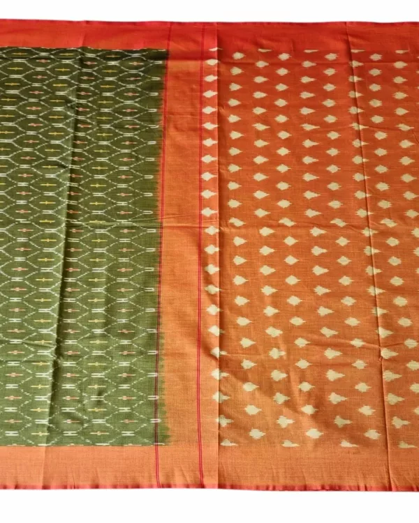 Handwoven Pochampally saree with traditional Ikat design in vibrant colors"