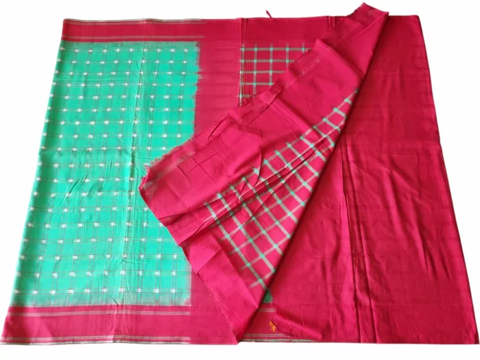 Handloom Pochampally Ikat cotton saree with attached blouse – traditional wear