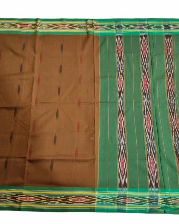 Handwoven pure cotton Pochampally saree without blouse in traditional Ikat design