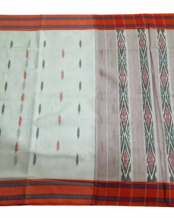 Elegant lightweight Pochampally cotton saree with geometric patterns – no blouse included