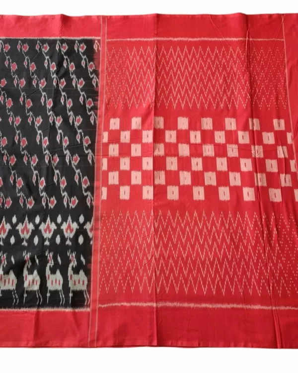Pure cotton Pochampally saree with blouse piece handwoven in Ikat design