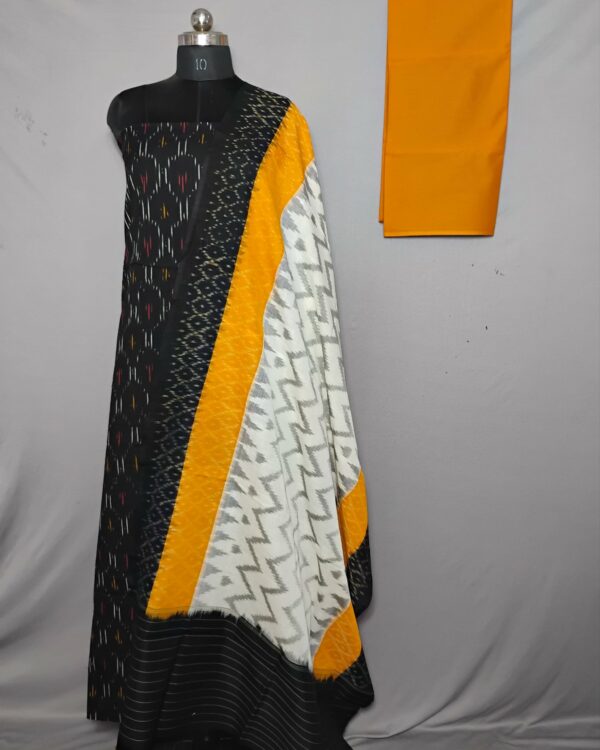 Handloom Pochampally Ikat Cotton Silk 3-Piece Dress Material Set"