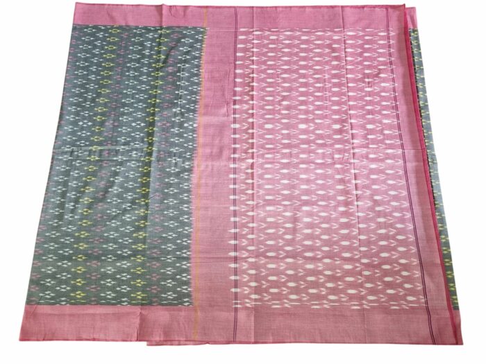kat Mercerised Cotton pochampally Saree with Matching Blouse - Image 1