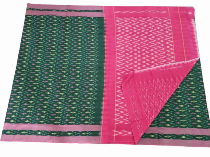 kat Mercerised Cotton pochampally Saree with Matching Blouse - Image 3