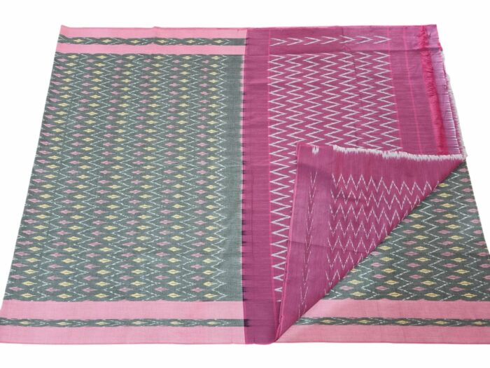 kat Mercerised Cotton pochampally Saree with Matching Blouse - Image 3