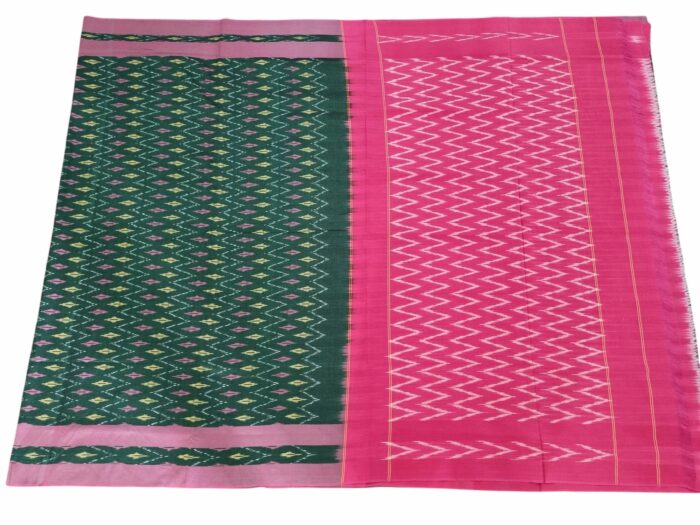 kat Mercerised Cotton pochampally Saree with Matching Blouse - Image 1