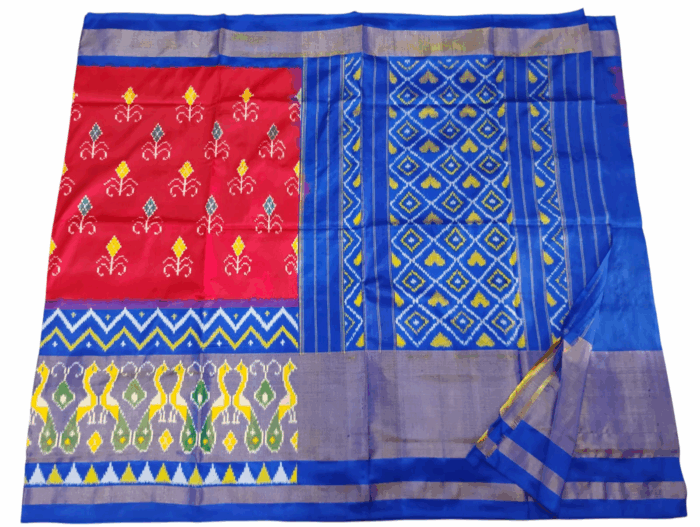 Pochampally Ikat Handloom Silk Saree- 6.2 Meters with Blouse - Image 1