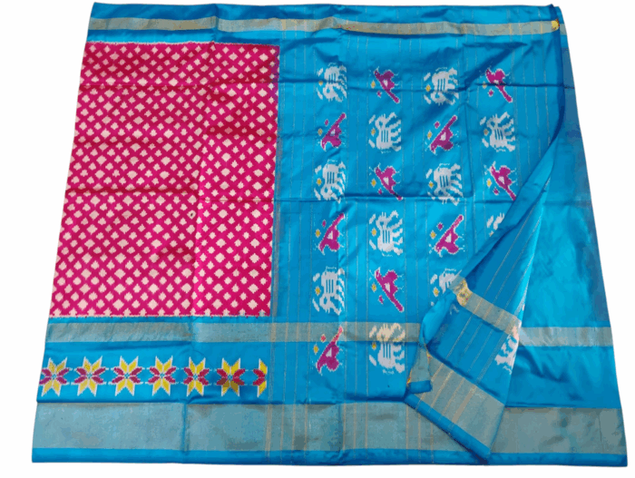 Pochampally Ikat Handloom Silk Saree- 6.2 Meters with Blouse - Image 1