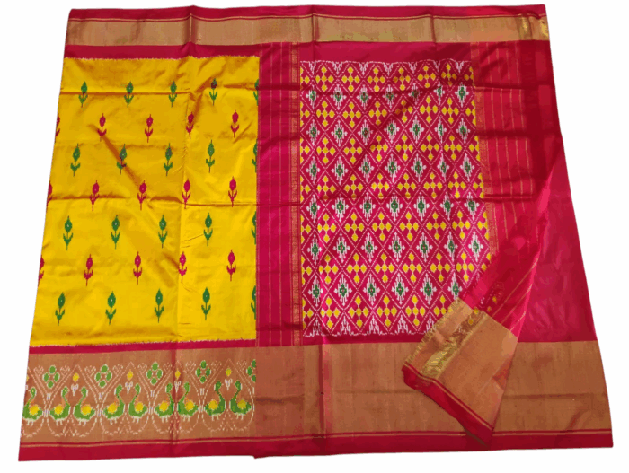 Pochampally Ikat Handloom Silk Saree- 6.2 Meters with Blouse - Image 1