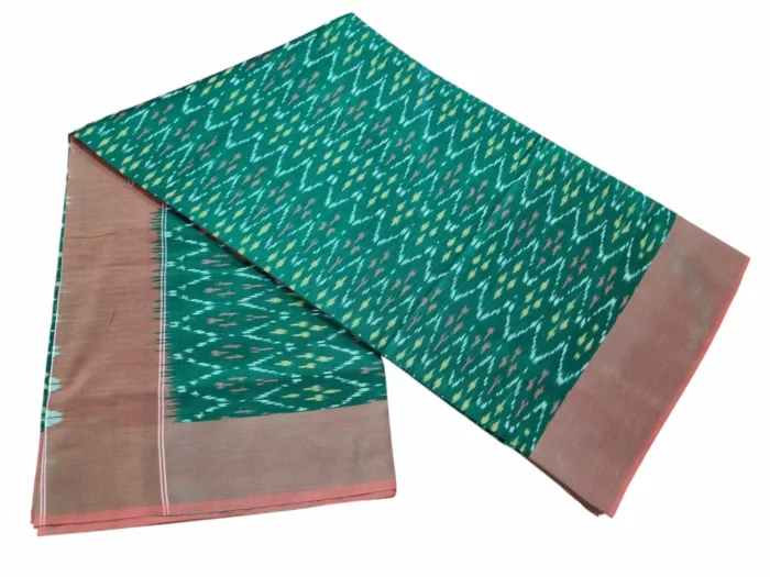 Mercerised Cotton Pochampally Saree with Traditional Ikat Weave - Image 3