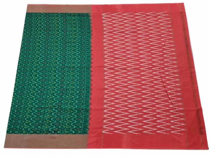 Mercerised Cotton Pochampally Saree with Traditional Ikat Weave - Image 1