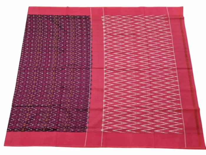 Mercerised Cotton Pochampally Saree with Traditional Ikat Weave - Image 1