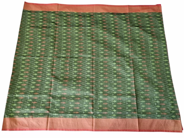 kat Mercerised Cotton pochampally Saree with Matching Blouse - Image 2