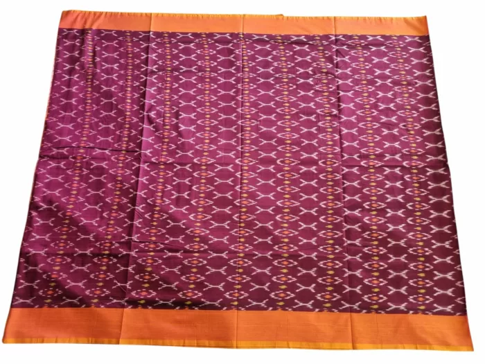 kat Mercerised Cotton pochampally Saree with Matching Blouse - Image 3