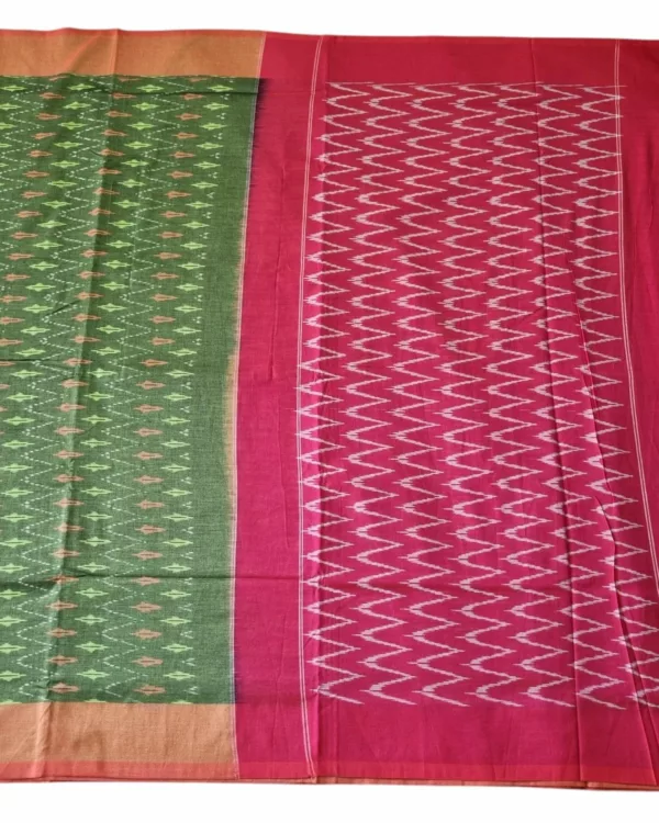 Handwoven Pochampally Ikat Cotton Saree with Matching Blouse"