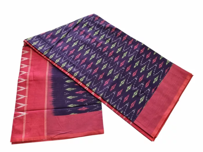 kat Mercerised Cotton pochampally Saree with Matching Blouse - Image 4
