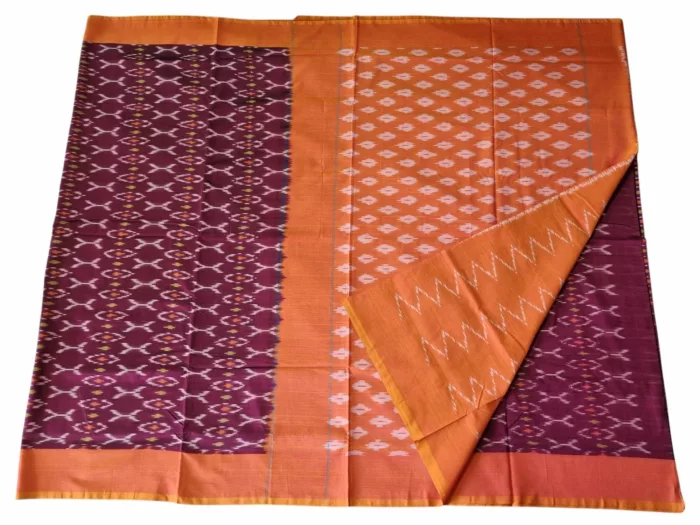 kat Mercerised Cotton pochampally Saree with Matching Blouse - Image 2