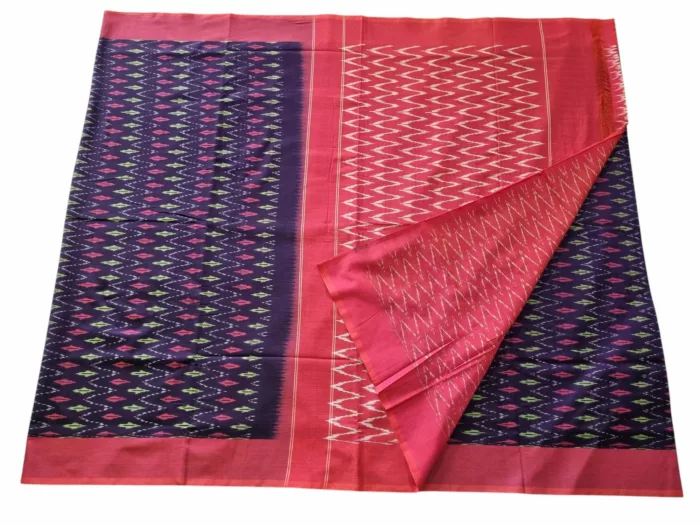 kat Mercerised Cotton pochampally Saree with Matching Blouse - Image 3