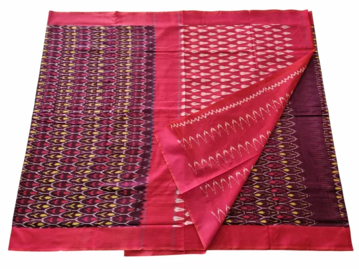 kat Mercerised Cotton pochampally Saree with Matching Blouse - Image 2