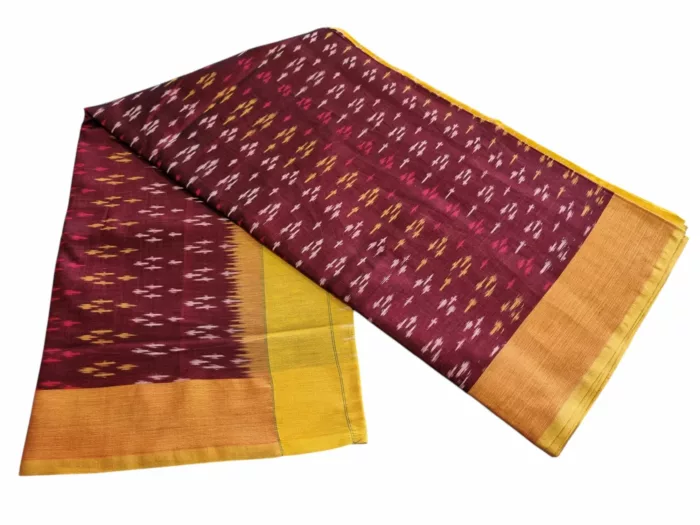 kat Mercerised Cotton pochampally Saree with Matching Blouse - Image 4