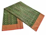 kat Mercerised Cotton pochampally Saree with Matching Blouse - Image 3