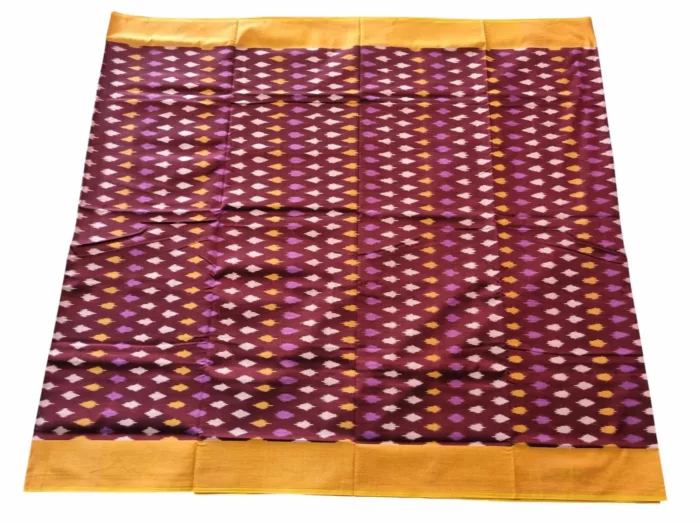 kat Mercerised Cotton pochampally Saree with Matching Blouse - Image 3