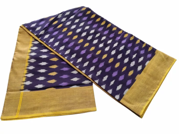 kat Mercerised Cotton pochampally Saree with Matching Blouse - Image 5