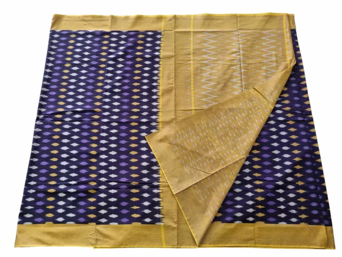 kat Mercerised Cotton pochampally Saree with Matching Blouse - Image 3