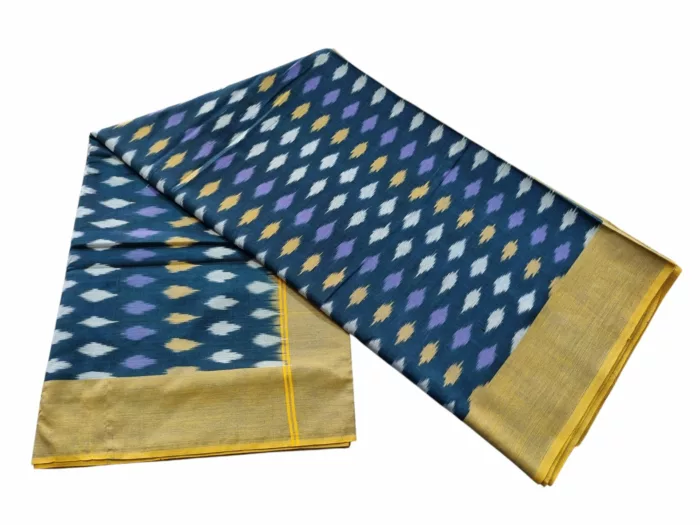 kat Mercerised Cotton pochampally Saree with Matching Blouse - Image 4
