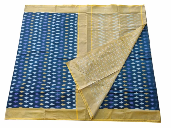 kat Mercerised Cotton pochampally Saree with Matching Blouse - Image 2