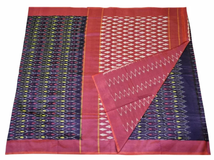 kat Mercerised Cotton pochampally Saree with Matching Blouse - Image 2
