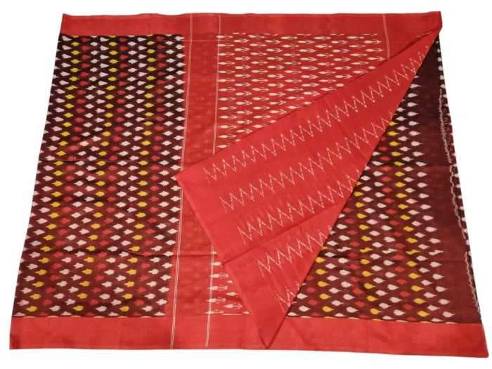 kat Mercerised Cotton pochampally Saree with Matching Blouse - Image 3