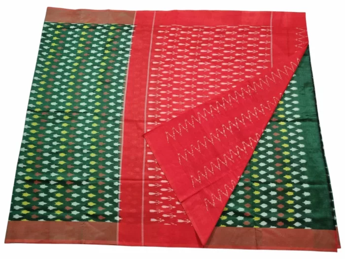 kat Mercerised Cotton pochampally Saree with Matching Blouse - Image 2