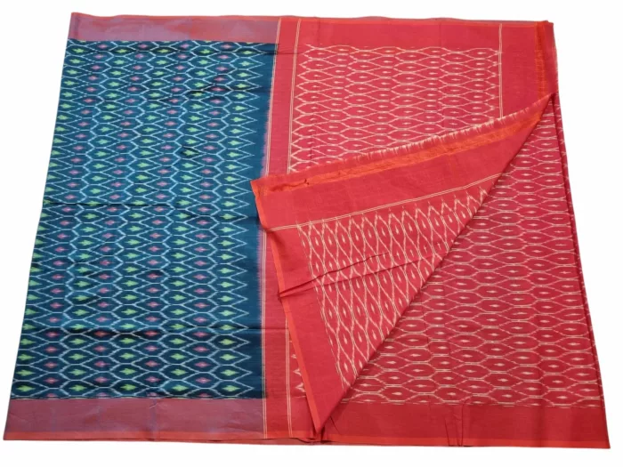 kat Mercerised Cotton pochampally Saree with Matching Blouse - Image 2