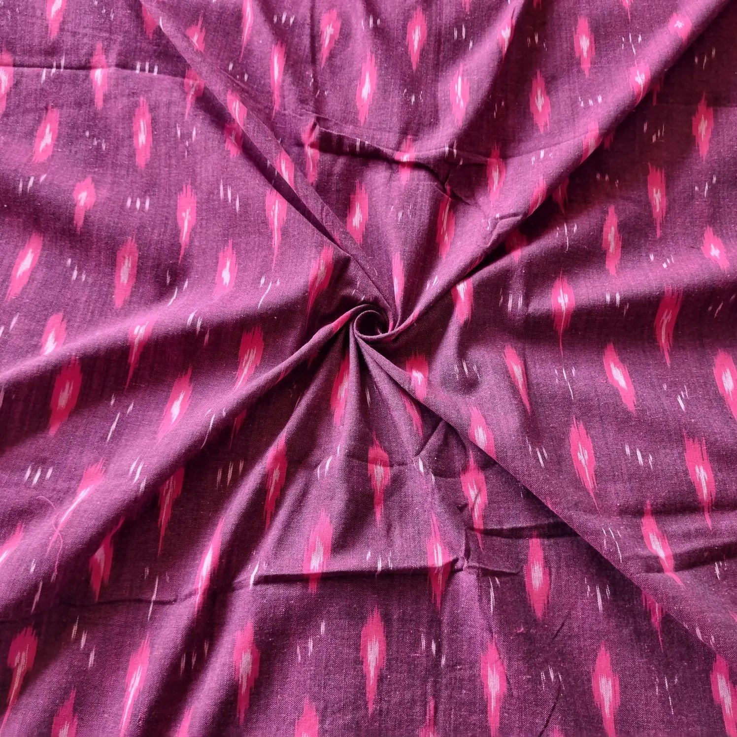 2025/09/1000377445.jpg Pure Cotton Fabric – Handwoven Ikat Design - Image 1