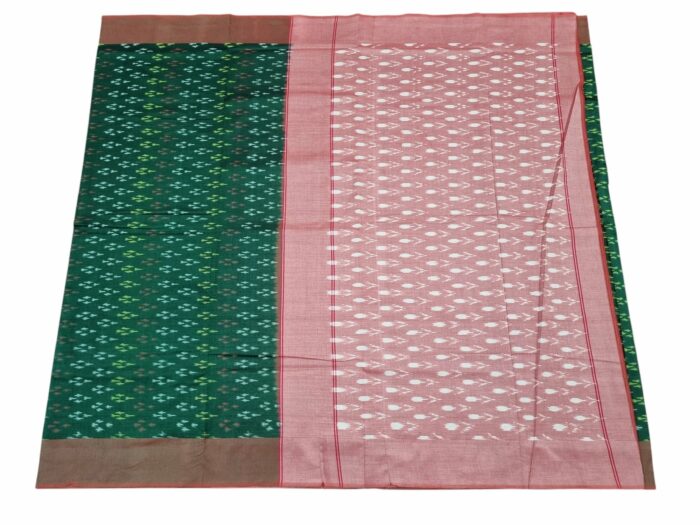 kat Mercerised Cotton pochampally Saree with Matching Blouse - Image 1