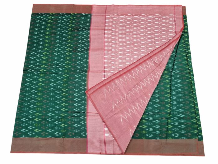 kat Mercerised Cotton pochampally Saree with Matching Blouse - Image 3
