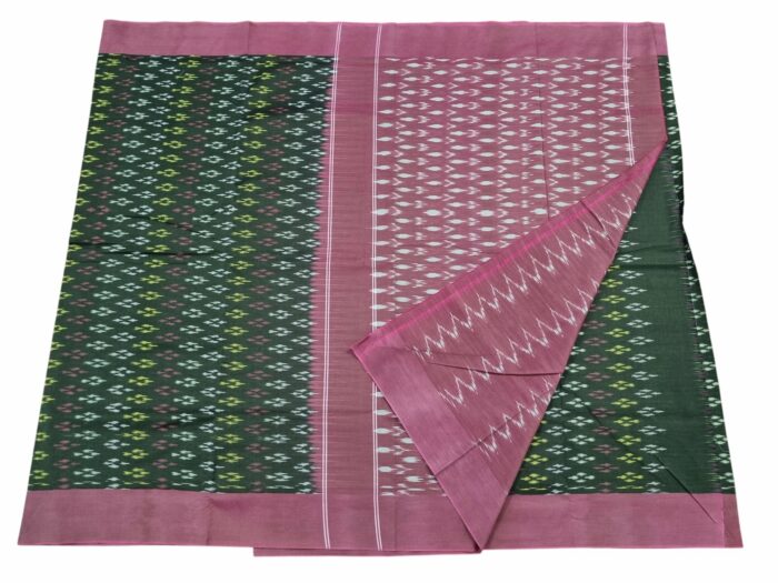 kat Mercerised Cotton pochampally Saree with Matching Blouse - Image 3