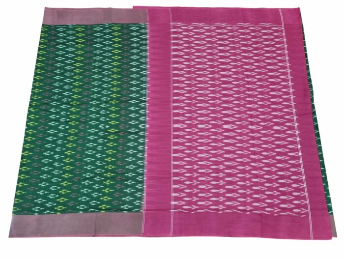 kat Mercerised Cotton pochampally Saree with Matching Blouse - Image 1