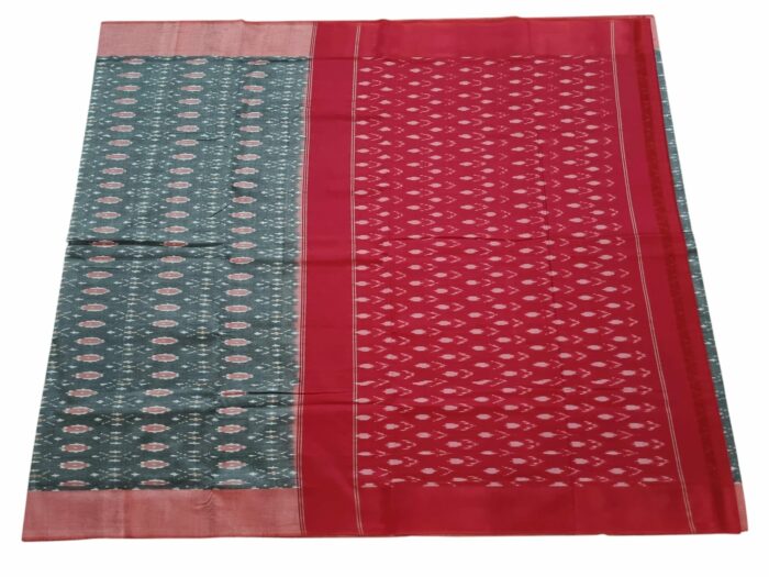 kat Mercerised Cotton pochampally Saree with Matching Blouse - Image 1