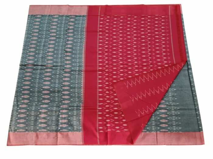kat Mercerised Cotton pochampally Saree with Matching Blouse - Image 3