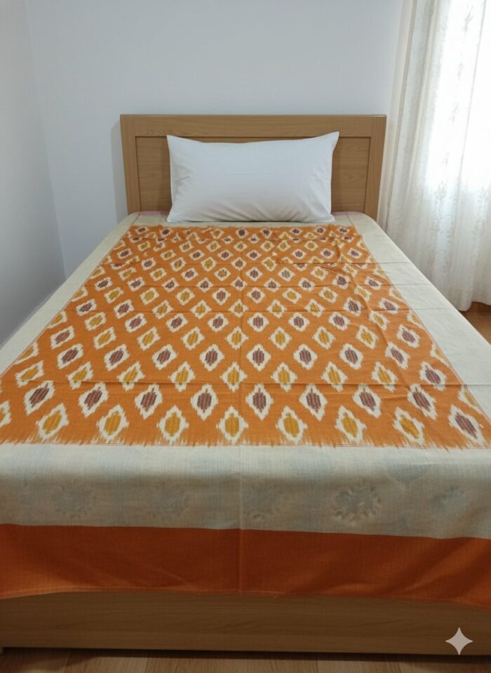 Handloom Bedsheet Single Cot 5 by 7 Feets - Image 1